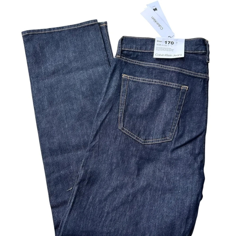 Calvin Klein Jeans Mens 38x32 Standard Straight Leg Dark Indigo Blue Denim 170